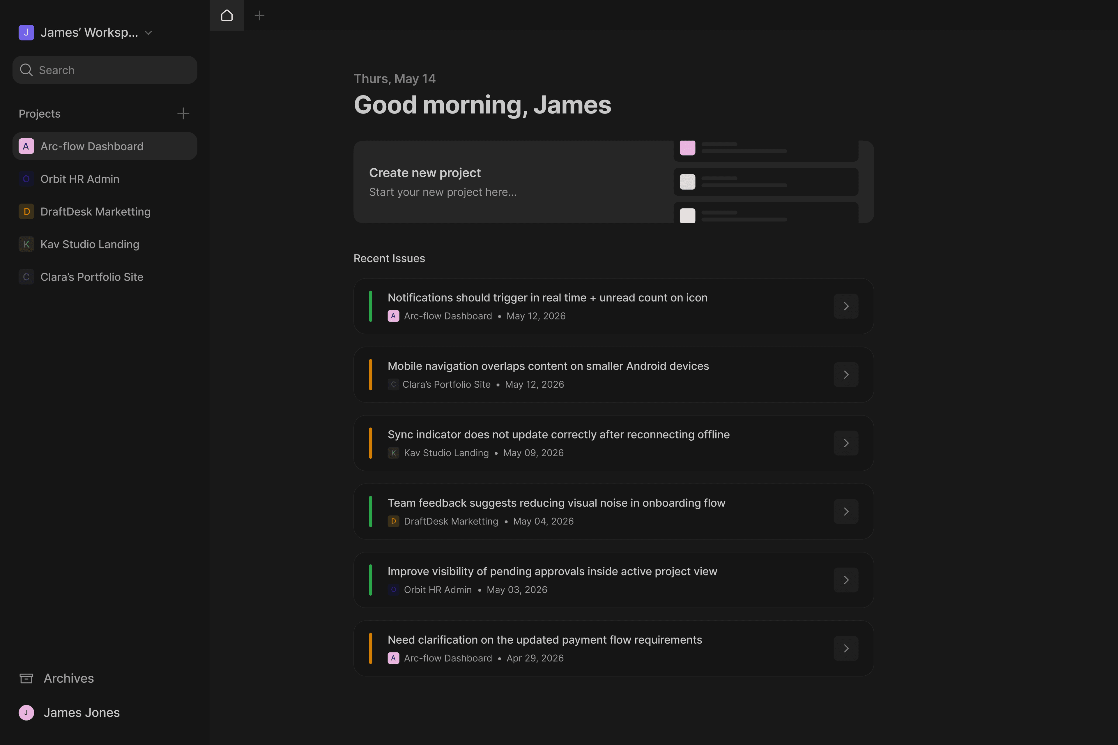 DraftDesk dashboard